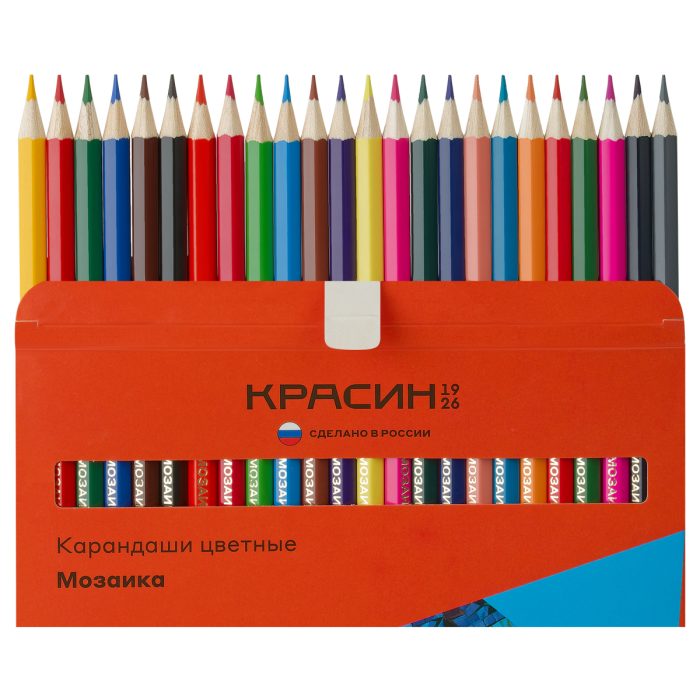 Цветные карандаши для детского творчества. 24 штуки. Торговая марка Красин.