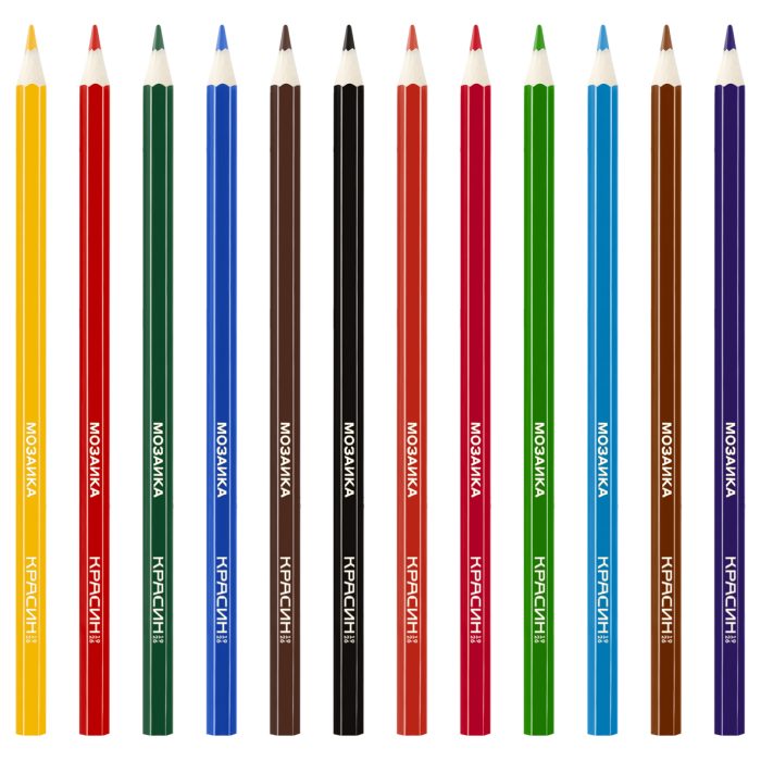 Деревянные цветные карандаши для детей 12 штук