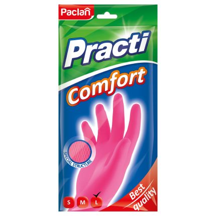 Перчатки резиновые хозяйственные Paclan "Practi. Comfort", разм. L с напылением купить в Астане