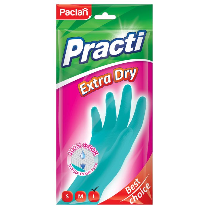 Перчатки резиновые Paclan "Practi Extra Dry", M купить в Астане